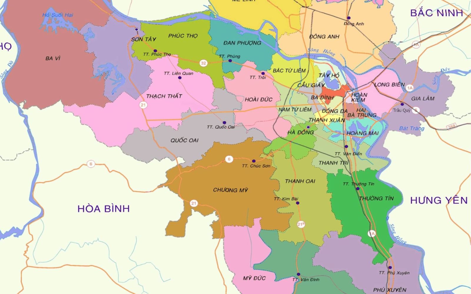 Bản đồ vị trí thành phố Hà Nội