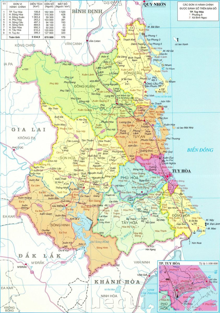 Bản đồ tỉnh Phú Yên