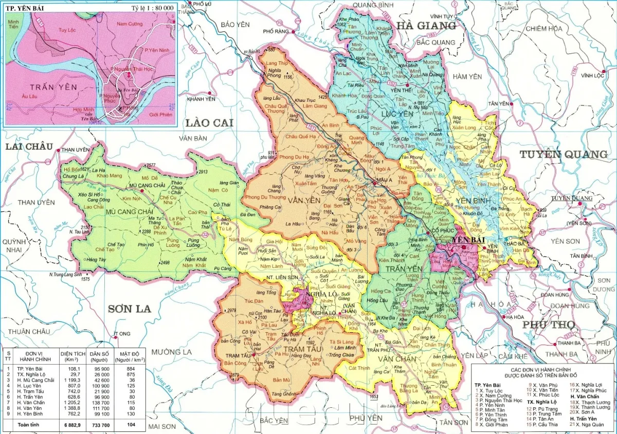 Bản đồ vị trí tỉnh Yên Bái